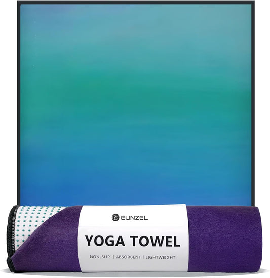 Eunzel Hot Yoga Towel, Non Slip Yoga Mat Towel Sweat Absorbent Printed Yoga Towel with Grip Dots for Hot Yoga, Pilates and Workout 72"x 24", Sunset