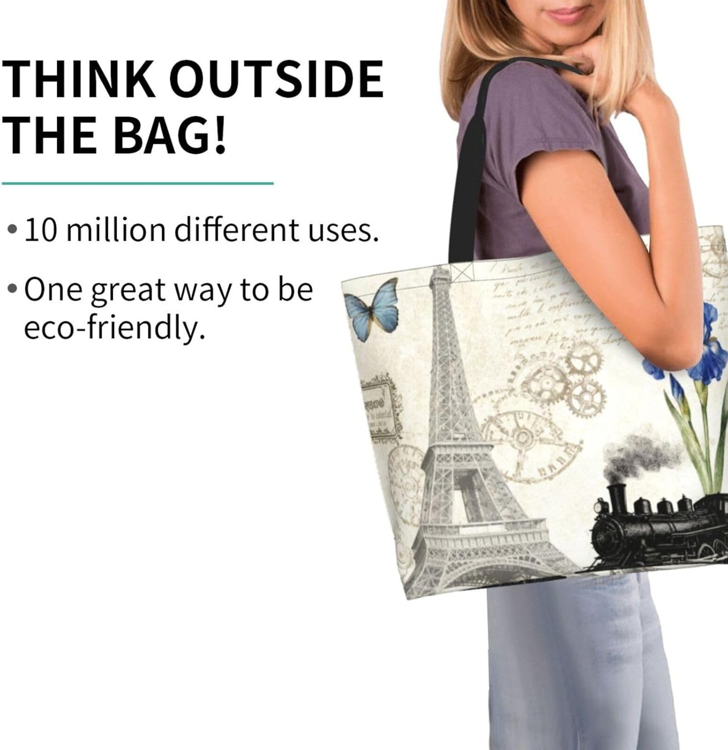 Tote Shoulder Bag Large Durable Reusable Eco-friendly Handbag Lightweight Stylish for Daily Use-19.7x15.7x5.9 Inch - Colors B