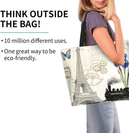 Tote Shoulder Bag Large Durable Reusable Eco-friendly Handbag Lightweight Stylish for Daily Use-19.7x15.7x5.9 Inch - Colors B