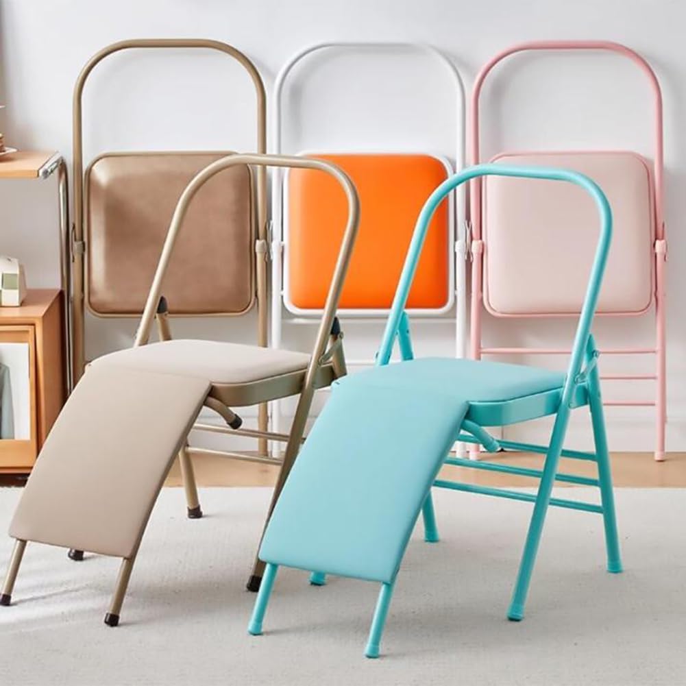 Yoga Auxiliary Chair Folding Exercise Yoga Chair Backless Chair with Lumbar Support Balance Training Equipment for Use in Yoga Studios Homes