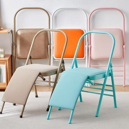 Yoga Auxiliary Chair Folding Exercise Yoga Chair Backless Chair with Lumbar Support Balance Training Equipment for Use in Yoga Studios Homes