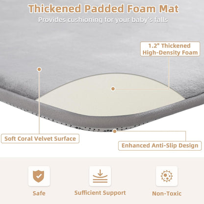 Large Thick Baby Play Mat for Floor,Padded Foam 59x79 Playpen Mat,Soft Support&Plush Feel Nursery Kids Rug,Non Slip for Toddler,Infants,Kids Playroom,Yoga,Baby Crawling,Tummy Time (Light Grey)