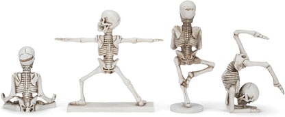 Yoga Pose Skeletons Ivory Tone 6 inch Resin Figurines Set of 4