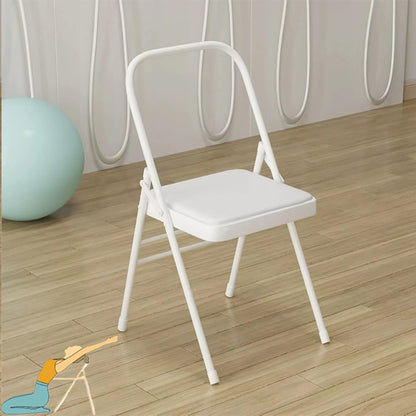 Backless Yoga Chair for Adults Foldable Yoga Auxiliary Chair W/Non-Slip Feet, Metal Folding Handstand Training Tool Chair for Yoga Beginner, Capacity Within 100kg/220lbs(Camel)