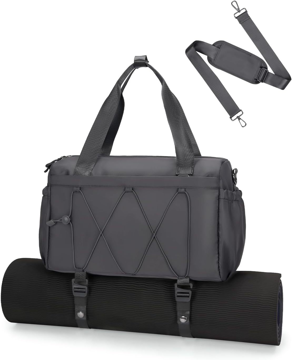 Small Gym Bag for Women with Yoga Mat Holder and Wet Compartment, Mini Gym Duffle Bag Yoga Bag with Water Bottle Pocket for Workout Travel, Green