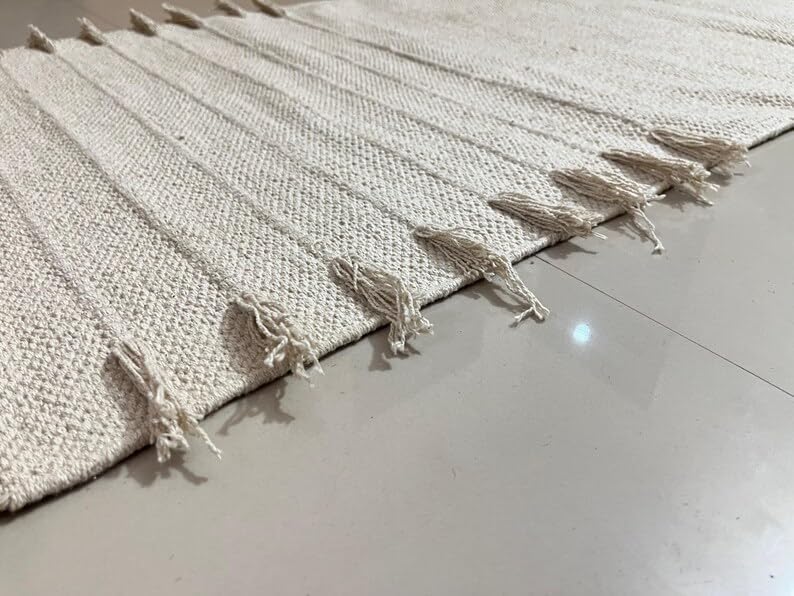 Payal Rugs Cotton Yoga Mat - Eco-Friendly Hand-Woven Rug - Non Slip & Thick (24”x72”x5mm) for Yoga Everyday Fitness at Home - Comfortable Extra-Long
