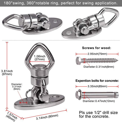 BeneLabel Swing Hanger with Bearing Swivel 800LB Capacity Stainless Steel Ceiling Mount Bracket Hanging Kit for Aerial Silks, Swings, Hammocks, Hanging Chair, Aerial Hoop, Heavy Bag, Yoga Swing