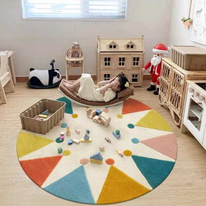 Poowe Cute Animals Kids Room Rug,39.4" Round Washable Area Rugs Rabbit Rug Nursery Rug for Baby Boys Girls Play Mat Floor Carpet Non Slip Soft Rugs for Living Room Bedroom Playroom Classroom