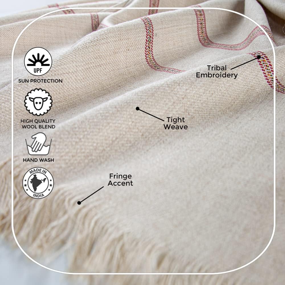 Versatile Premium Wool Blend Meditation Shawl - Large Unisex Prayer Wrap, Oversized Scarf & Yoga Blanket