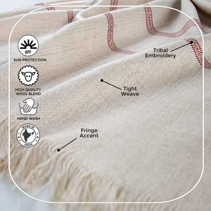 Versatile Premium Wool Blend Meditation Shawl - Large Unisex Prayer Wrap, Oversized Scarf & Yoga Blanket