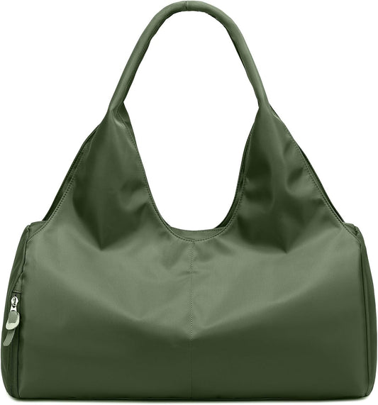 forestfish Yoga Gym Bag for Women with Shoes Compartment & Wet Dry Storage Pockets Lightweight Duffel Bag, Beige