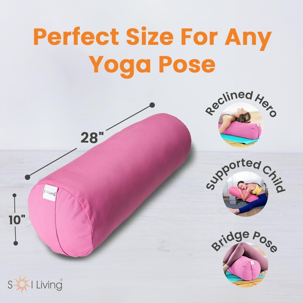 Sol Living Yoga Bolster Pillow Rectangular Meditation Cushion Cotton Meditation Accessories for Restorative Yoga Meditation Pillow Yoga Pillow Firm Body Pillow Bolster Pillow for Legs Removable Cover