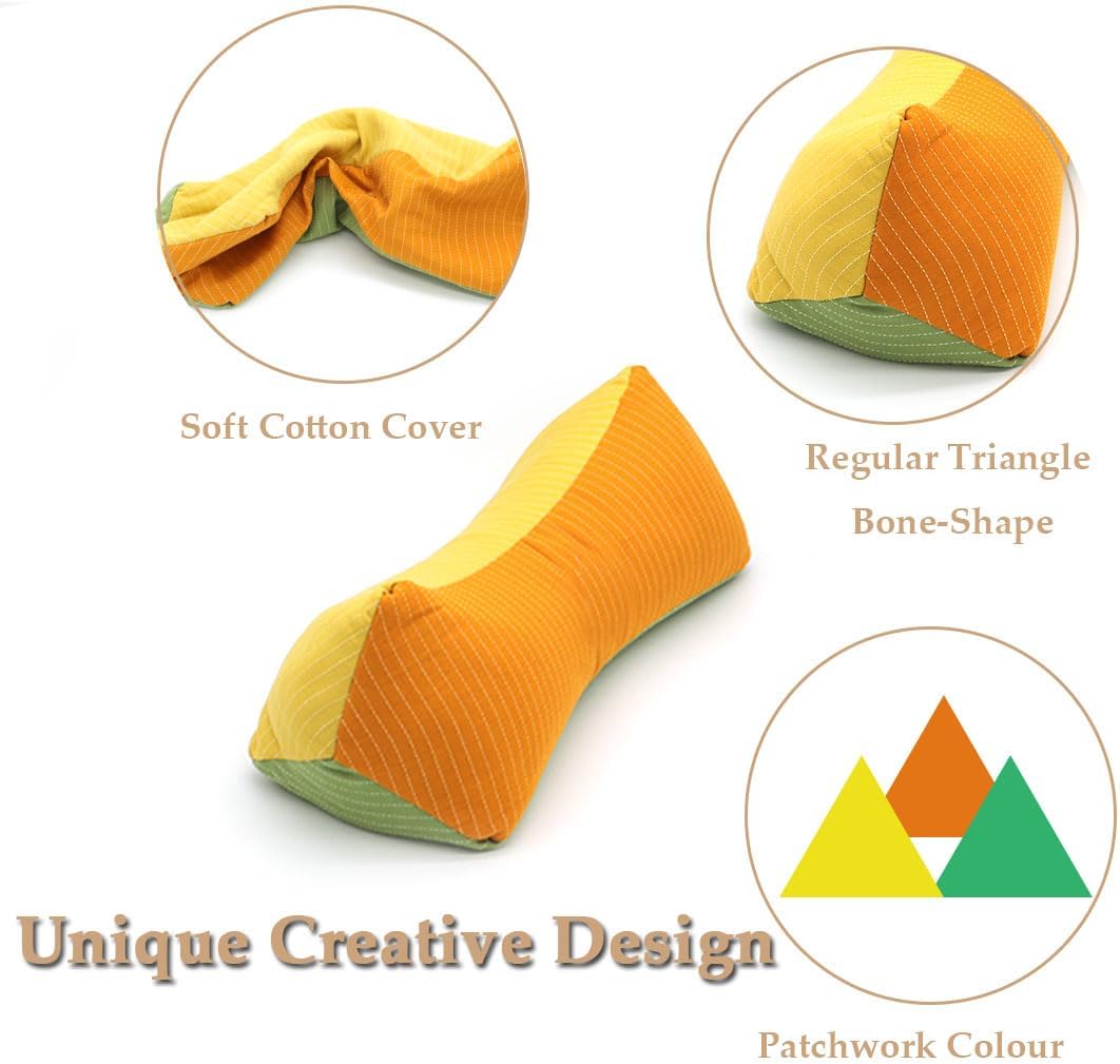 Cervical Buckwheat Roll Pillow for Sleeping,15.7"x5.9" Buckwheat Hulls Pillows Filling, Triangle Pillow for Neck Support Yoga Bolster, Adjustable Fill for Neck Pain Relief,Gray
