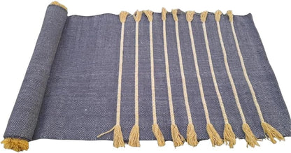 Indian Handmade100 % Organic Anti Skid Multi Colour Cotton Yoga Mat - Eco-Friendly Hand-Woven Rug - Non-Slip & Thick (24”x72”x5mm) for Hot yoga & Everyday Fitness at Home - Comfortable & Foldable Extra-Long Mat