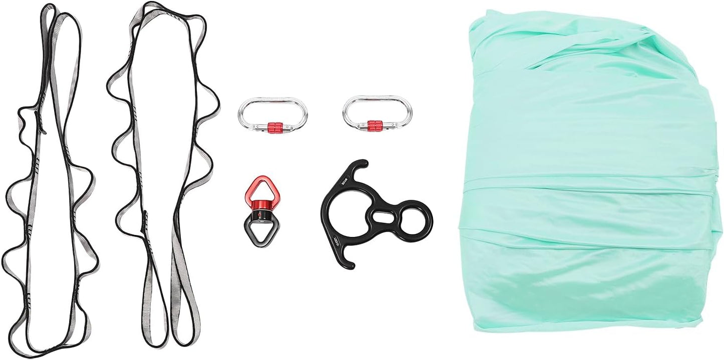 LOYALHEARTDY Aerial Silks Starter Kit, 11 Yards Equipment Set for Aerial Yoga, Durable Aerial Yoga Hammock Aerial Swing for Aerial Acrobatic, Aerial Dance & All Levels (L:10m W:2.6m)