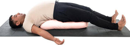 Yogikuti Iyengar Yoga Bolster Pillow – 100% Cotton Cylindrical Bolster for Restorative Yoga & Meditation – Firm & Durable Support Cushion with Washable Cover for Alignment & Comfort (White)
