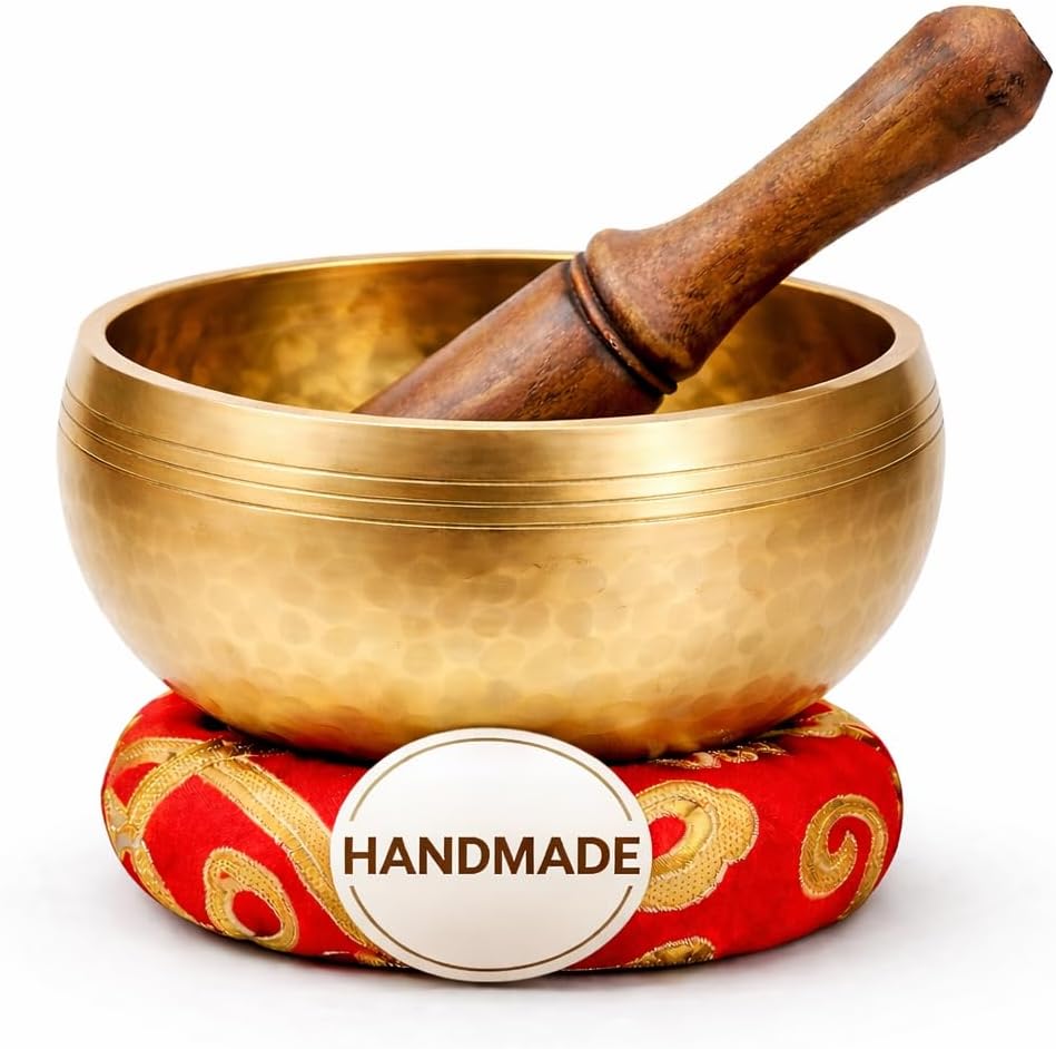Tibetan Singing Bowl Set - Easy To Play for Beginners - Authentic Handcrafted Mindfulness Meditation Holistic Sound 7 Chakra Healing Gift by Himalayan Bazaar (5")