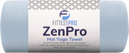 Fittest Pro Non-Slip Hot Yoga Towel with Super-Absorbent Soft Suede Microfiber in Many Colors, for Bikram Pilates and Yoga Mats. (72.00 x 26.50) Frosted Blue