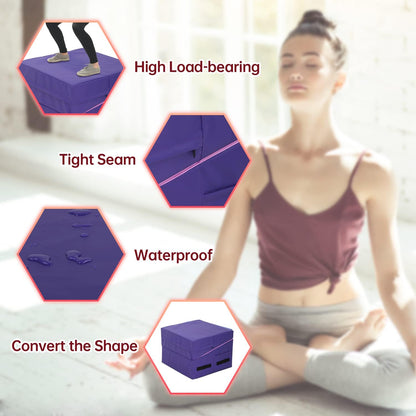Gymnastics Mat 48”X24”X14” Incline Tumbling Mats for Home Gym, Folding Exercise Mat with Non-Slip PVC Surface & Handles, Cheese Wedge Mat for Kid Adults Workout