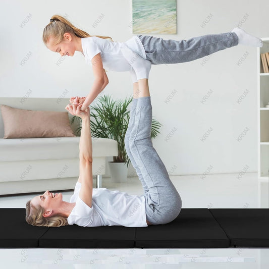SONU SPORTS CO. SPORTS GOODS Bip Washable Yoga High Destiny Foam Foldable Mat for Men and Women, 72 X 24X 22 Mm, 22 Mm Thick Mat (Black)