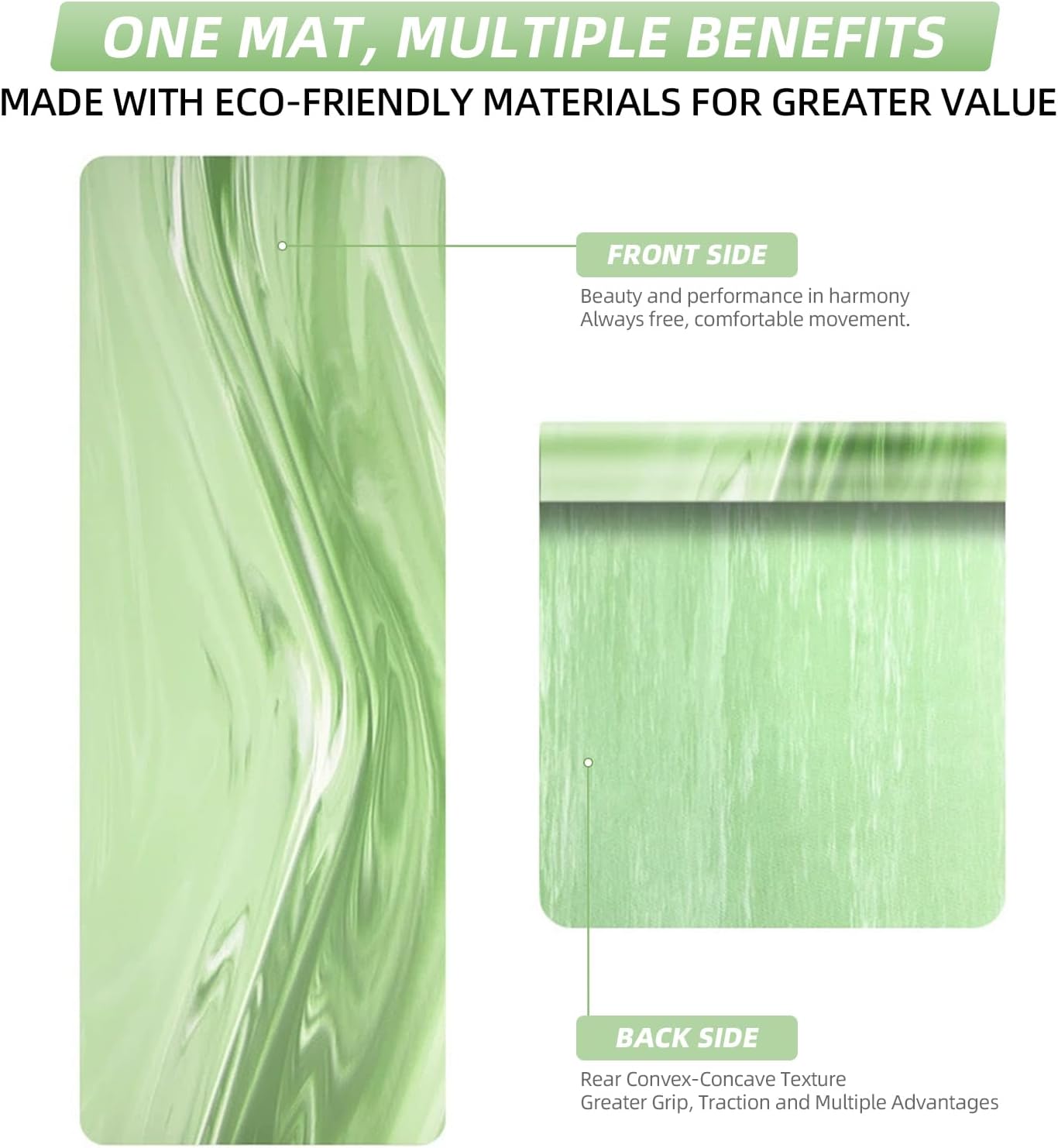 Natural Rubber Yoga Mat, Matte PU Material Extra Thick Yoga Mat Non Slip, Eco Friendly Fitness Exercise Mat for Women Men Kids, Workout, Yoga, Pilates and Floor Exercise