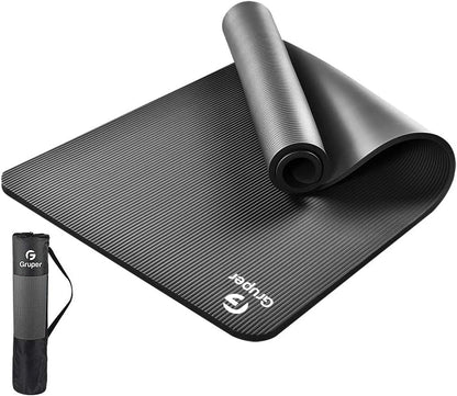 Gruper Yoga Mat Non Slip NBR Extra Thick Yoga Mat, 72"L x 32"/24"W x 0.6"/0.4"TH (185cm x 80cm/61cm x 15mm/10mm), Anti-Tear Exercise Mat with Carrying Strap and Bag, Workout Mats for Yoga, Pilates