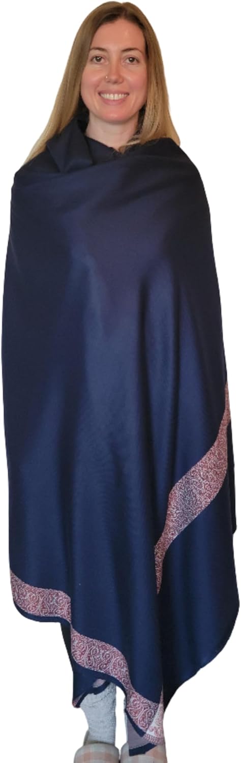 Soft Premium Wool Blend Meditation Shawl - Large Unisex Prayer Wrap, Oversize Scarf & Versatile Blanket