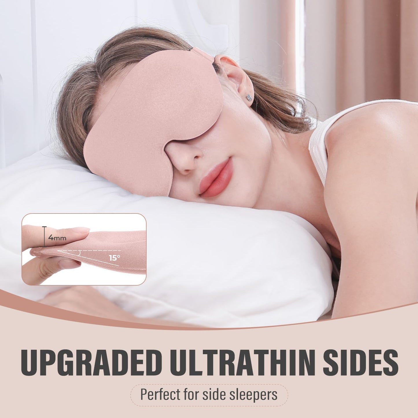 YIVIEW Sleep Mask for Side Sleeper, Complete Light Blocking 3D Sleeping Eye Mask, Soft Breathable Eye Cover for Women Men, Relaxing Zero Pressure Night Blindfold