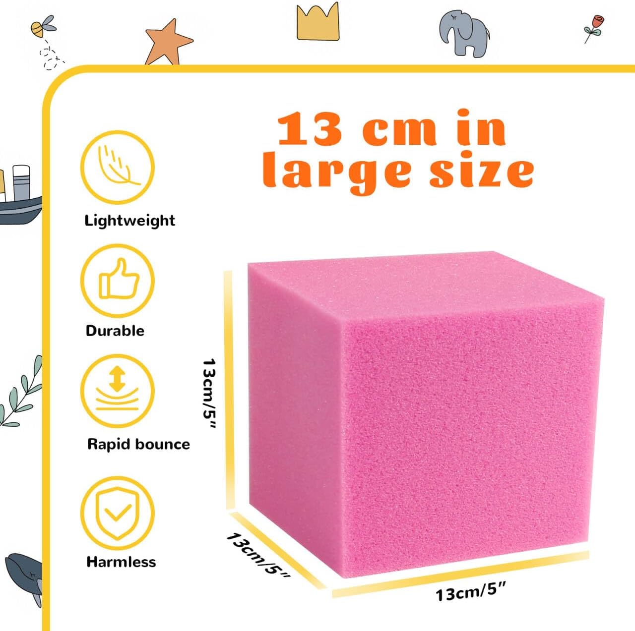 24PCS Foam Cubes 5"x5"x5"- Foam Pit Blocks Set, Soft Stacking Blocks for Indoor Games,Trampolines, Gymnastics, Parkour & Action Sport (6 Colors)