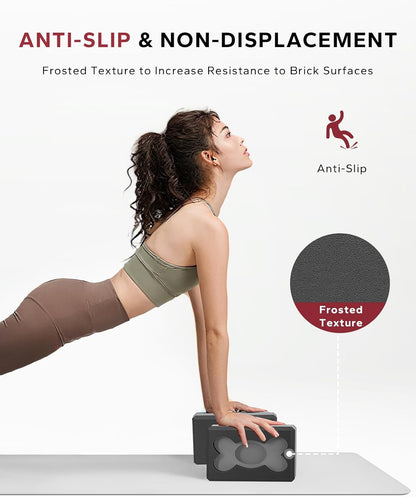 HAPBEAR Yoga Blocks 2 Pack - 9x6x3in High-Density EVA Foam with Non-Slip Textured Surface, Supportive for Deep Stretching & Lightweight - Ideal for Yoga, Pilates, Stretching Exercises