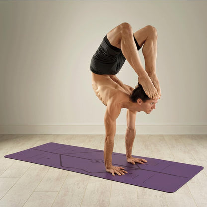 Liforme Original Yoga Mat – Free Yoga Bag Included - Patented Alignment System, Warrior-like Grip, Non-slip, Eco-friendly, sweat-resistant, long, wide, 4.2mm thick mat for comfort