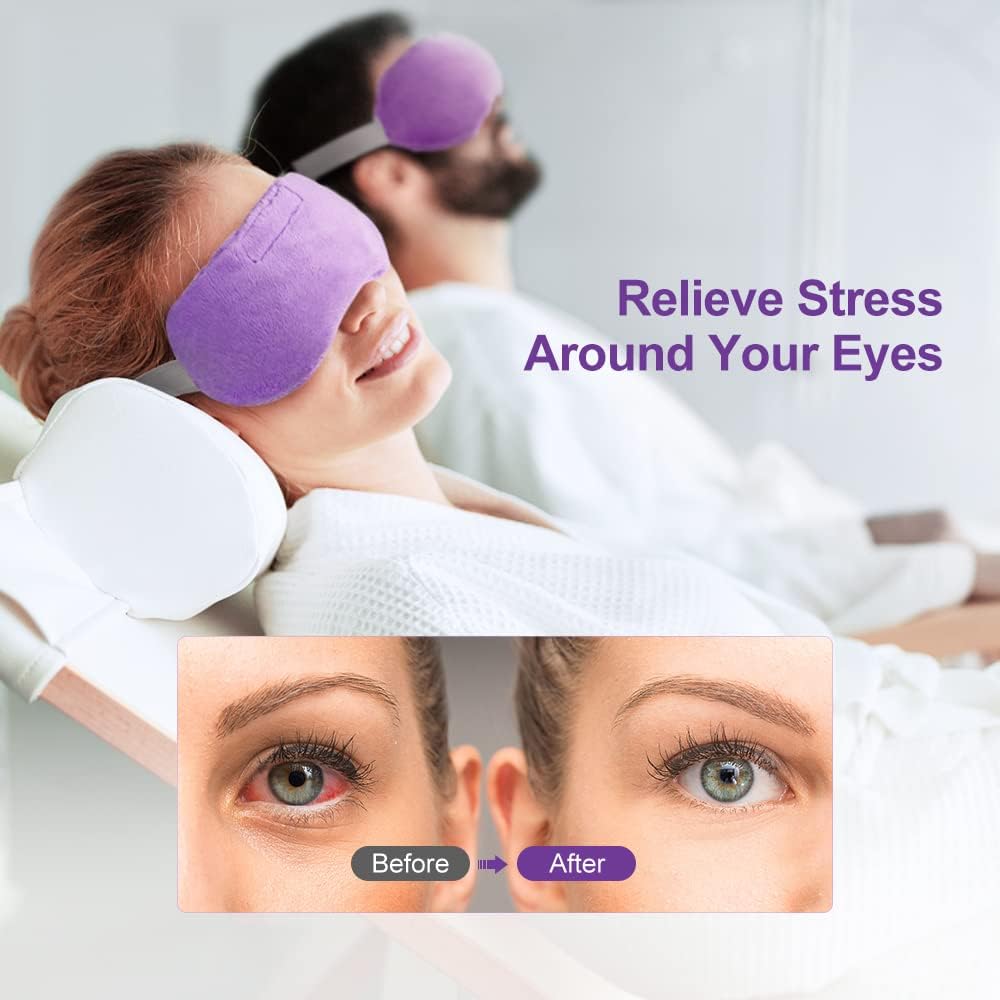 Umisleep Lavender Eye Mask, Aromatherapy Weighted Sleep Mask for Dry Eyes Men Women, Microwave Heated Hot Therapy Eye Cover Moist Compression Pain Relief, Pillow for Puffy Eyes, Sinus Pain, Grey