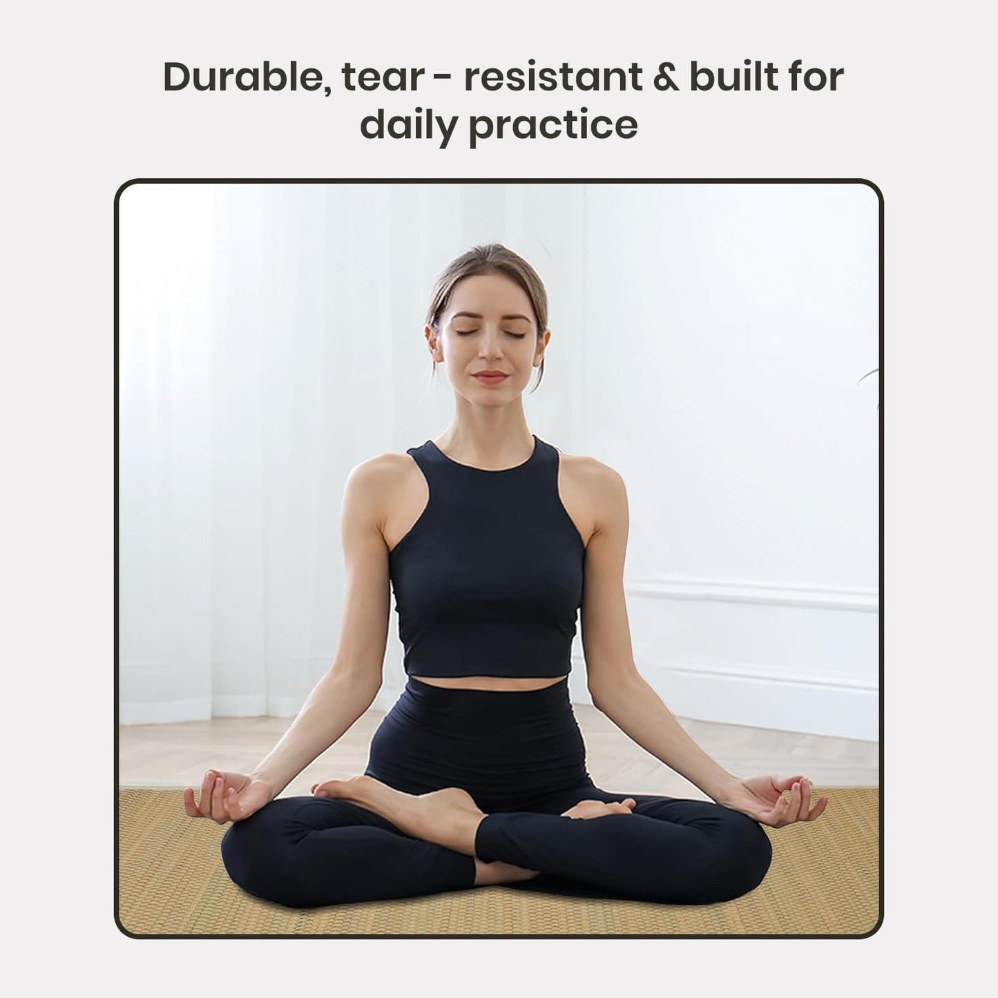 LFH Home Handmade Straw Yoga Mat For Exercise, Workout, Fitness - Perfect Heavy Quality Eco Friendly Natural Straw Reversible Yoga Mat for Men & Women - 72x24 Inch