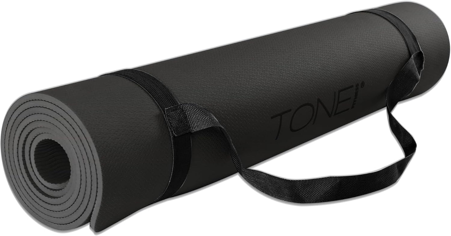 TONE Fitness Yoga Mat 1/4" Thick Non Slip Exercise & Pilates Mat for Home Workouts with Carrying Strap | Multiple Options