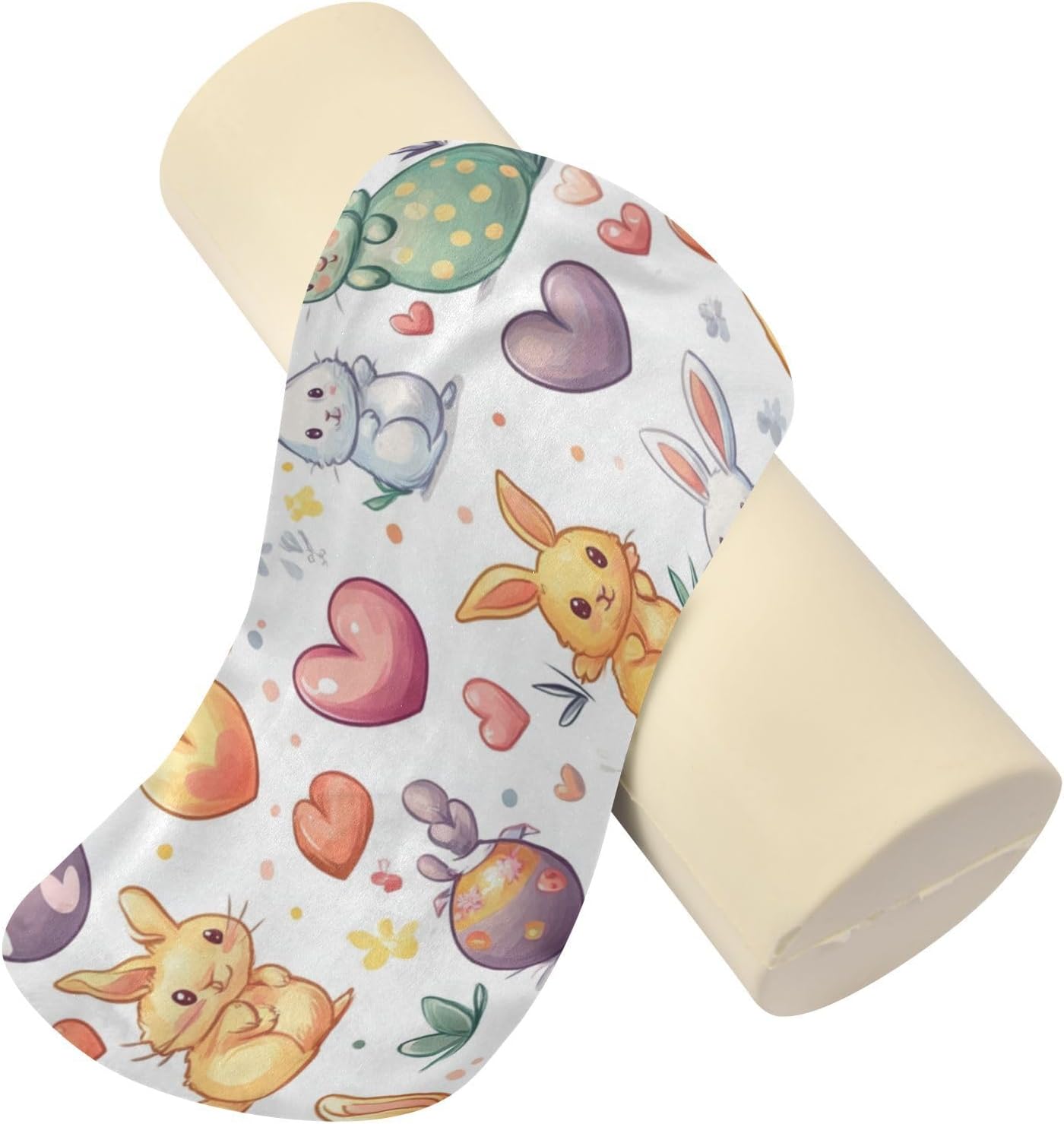 c Neck Roll Pillow Bolster Round Health Memory Foam Long Cervical Cylinder Pillows with Removable Washable Cover for Body Bed Legs Back Yoga - Colors B