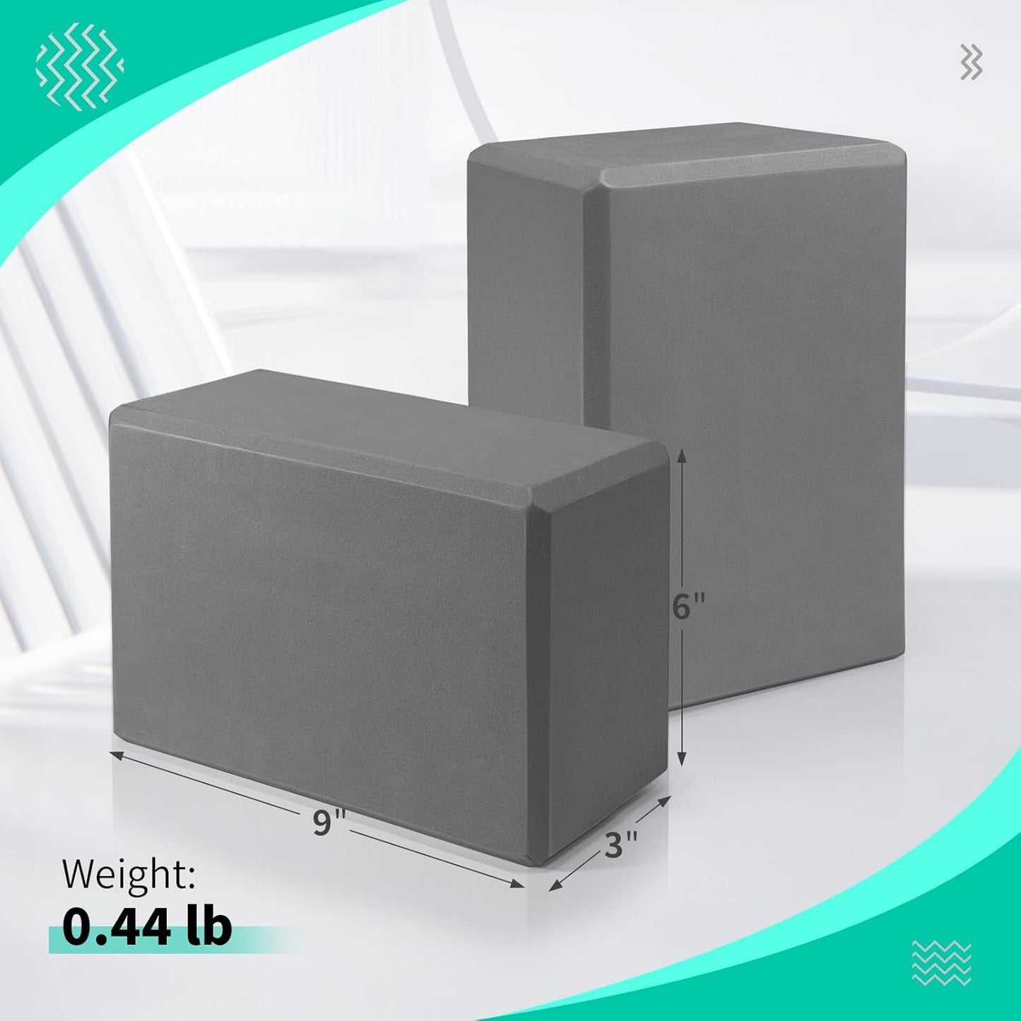 Yoga Blocks 2 Pack, 9"x6"x3" High-Density EVA Foam Yoga Block, Non-Slip Yoga Blocks for Yoga, Pilates Meditation, Stretching and Toning, Supportive, Latex-Free