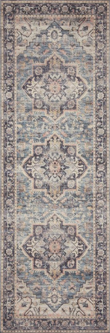 Loloi Hathaway Collection HTH-06 Blush/Multi 2'-6" x 7'-6", .25" Thick, Runner Rug, Soft, Durable, Printed, Modern, Low Pile, Non-Shedding, Easy Clean, Living Room Rug