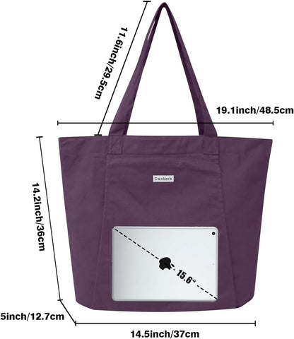 Yoga Mat Bag for Women, 100% Cotton Canvas Tote with Wet/Dry Pocket, Bottle Holder and Inner Zipper Pocket, 25L Carrier for Pilates and Travel