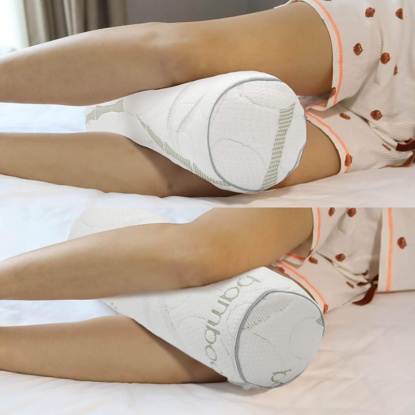 Kingnex Bolster Roll Pillow for Sleeping on Back or Side Under Knee to Relief Lower Back Pain Between Legs for Side Sleepers Cylinder Pillow with Removable Cover 20x8