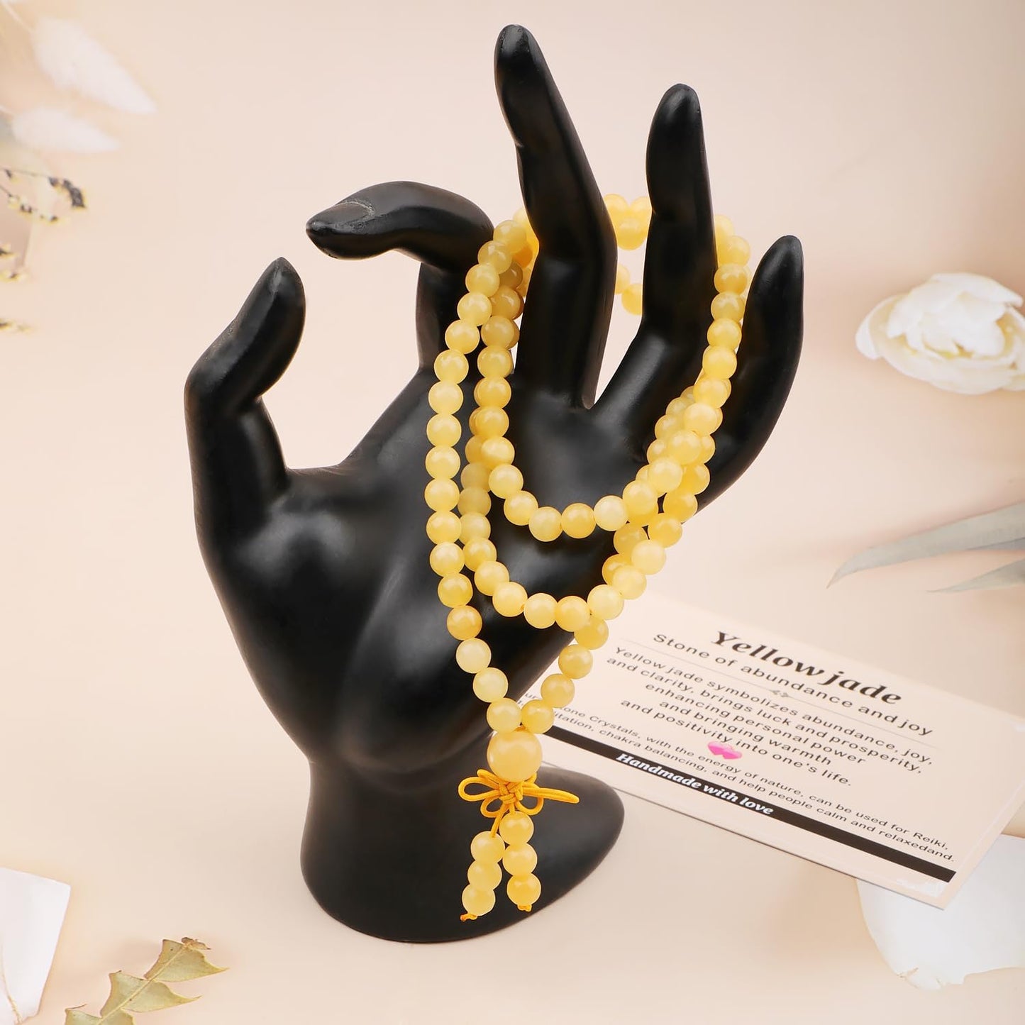 AD Beads 6mm 8mm 108 Prayer Mala Jasper Elastic Bracelet - Handmade Yoga Meditation Healing Power Energy Gifts for Unisex Adult.