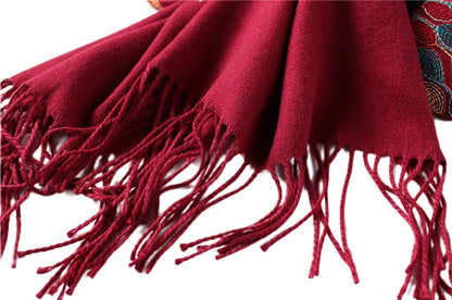 Urban CoCo Women's Embroidered Oversize Tassel Shawl Scarf Wraps for Women