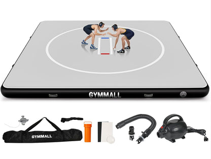 Wrestling Mat Inflatable 5FT/6.6FT/10FT/13FT/16.5FT, Foldable 4" Thick Jiu Jitsu Mats for Home Outdoor Indoor, Waterproof PVC Mat for Gymnastics, Water Yoga, PE Training, BJJ, MMA, Grappling