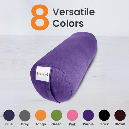 Sol Living Yoga Bolster Pillow for Restorative Yoga Meditation Bolster 100% Cotton Cylindrical Meditation Cushion Firm Cushion Bolster Washable Cover for Balance Support Asana Poses
