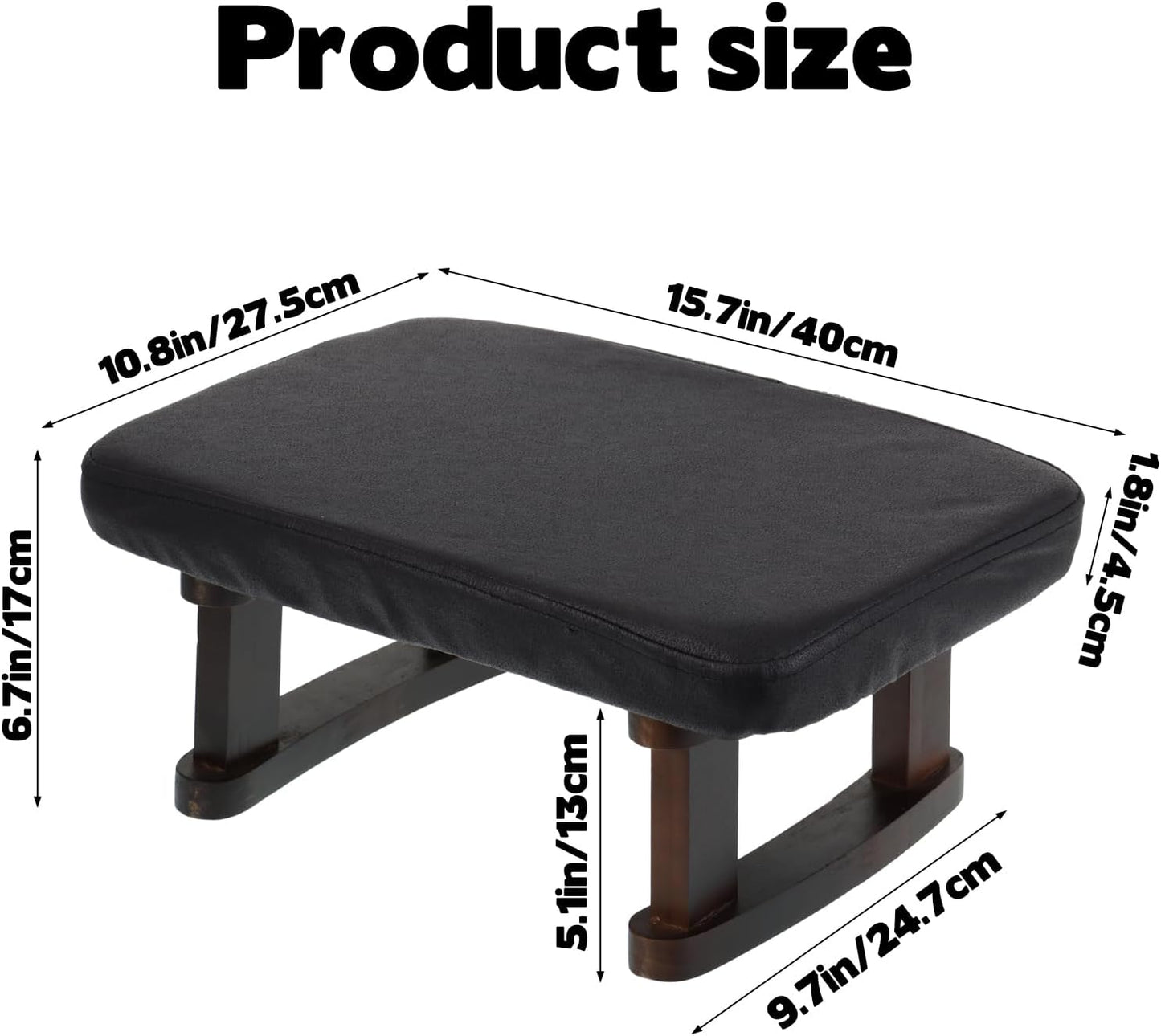 Walnut Prayer Kneeler with Thick Attached Cushion, Wooden Prayer Bench with Removable Washable Fabric Cover, Sturdy Kneeling Stool for Home Prayer and Meditation