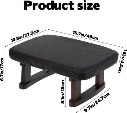 Walnut Prayer Kneeler with Thick Attached Cushion, Wooden Prayer Bench with Removable Washable Fabric Cover, Sturdy Kneeling Stool for Home Prayer and Meditation