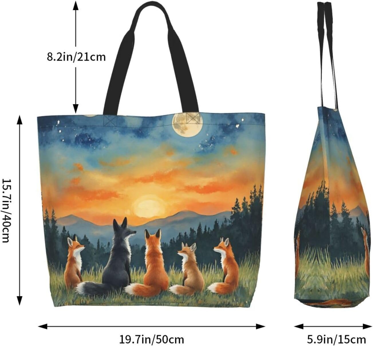 Tote Shoulder Bag Large Durable Reusable Eco-friendly Handbag Lightweight Stylish for Daily Use-19.7x15.7x5.9 Inch - Colors A