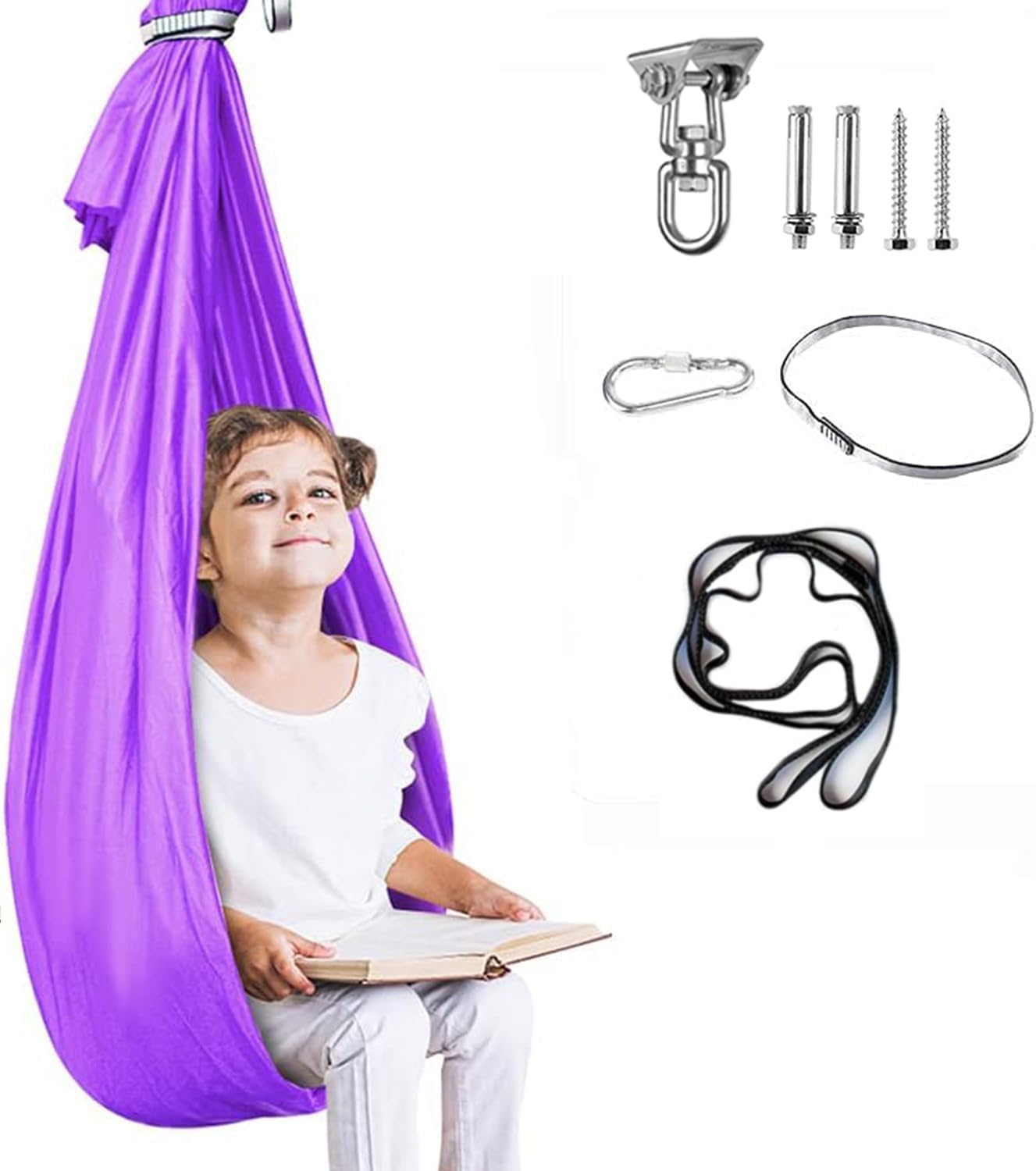 Aokitec Therapy Swing for Kids with Special Needs (Hardware Included) Snuggle Swing Cuddle Hammock Indoor Adjustable Aerial Yoga for Children with Autism, ADHD, Asperger, Sensory Integration