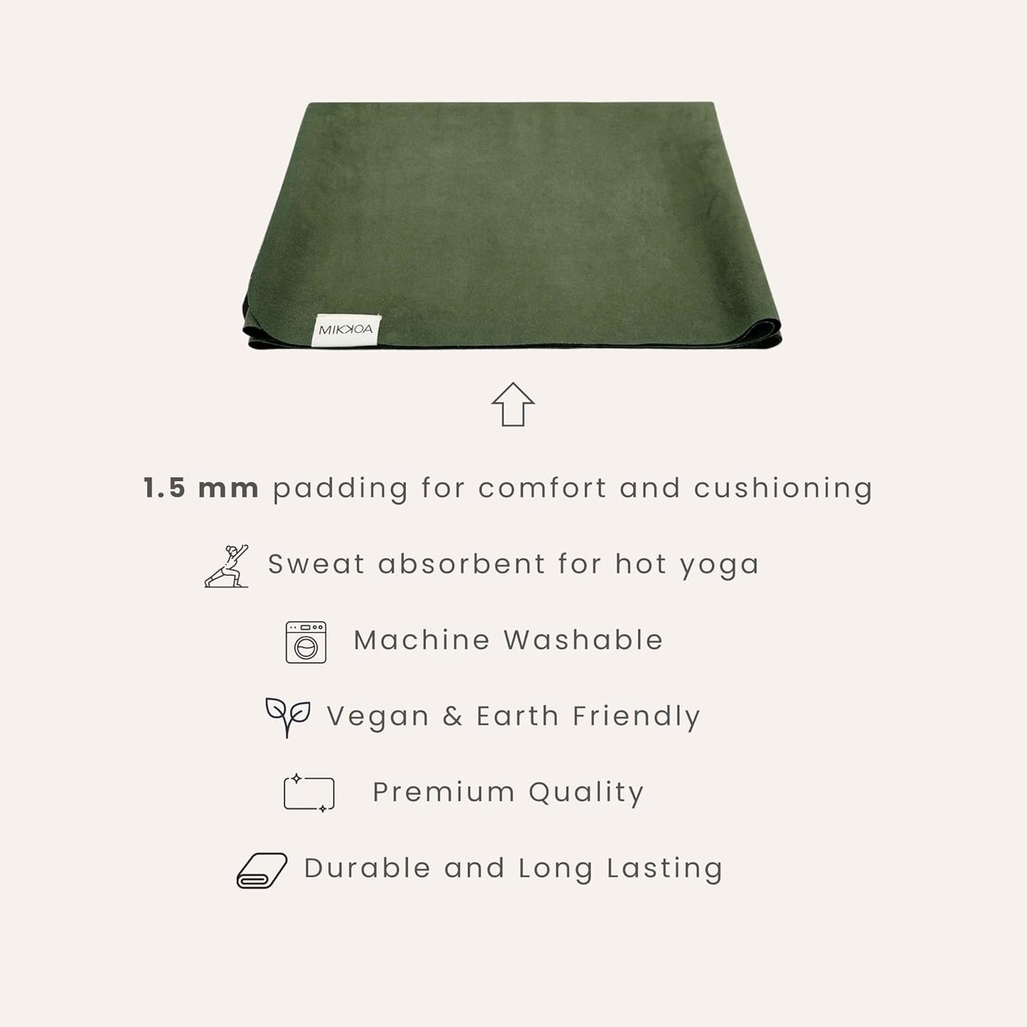 Travel Yoga Mat 1.5mm | Foldable, Lightweight Mat | Use for Travel, Backpacking, Yoga Retreat, Outdoors, Gym, Pilates, Machine Washable, Eco-Friendly