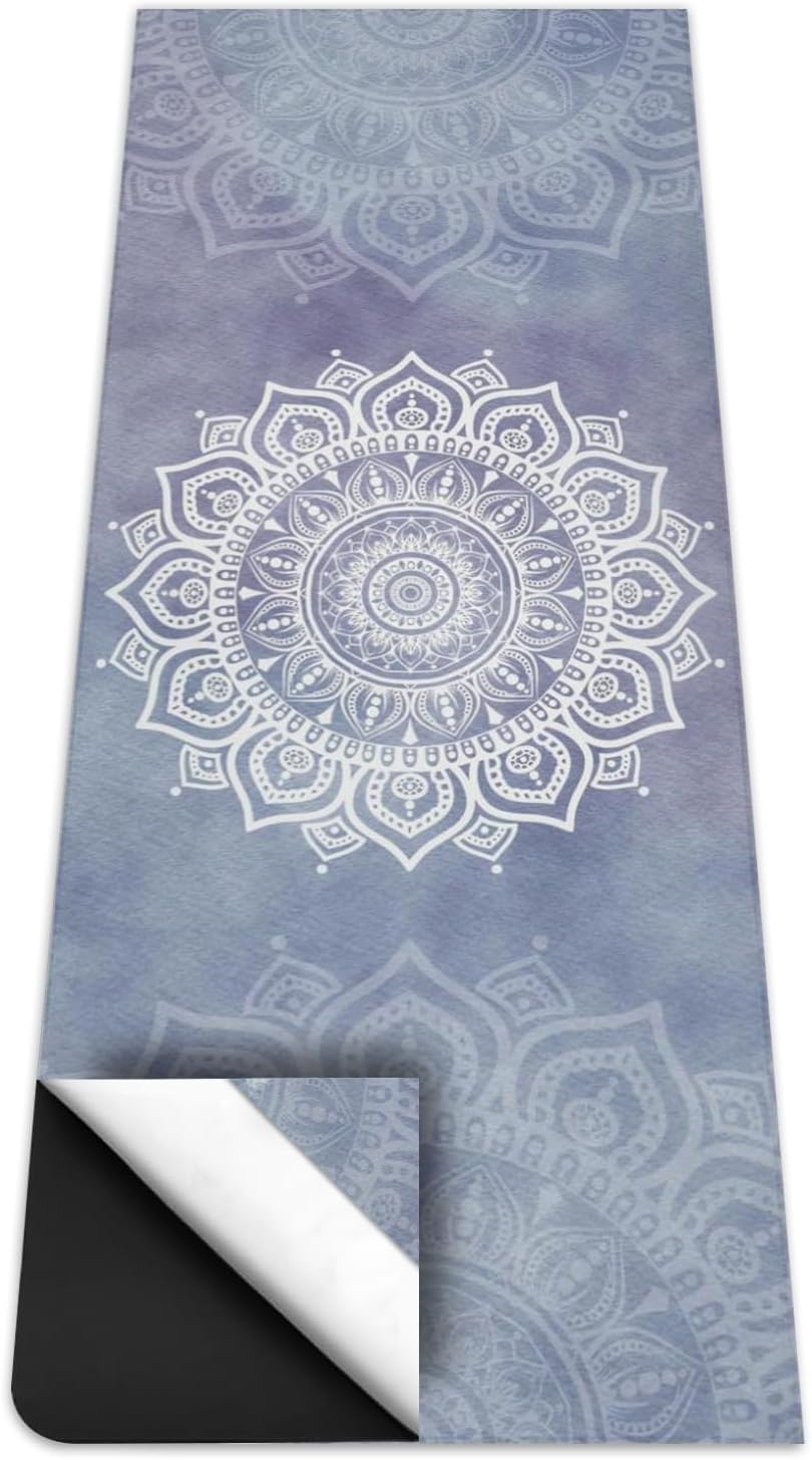 Hot Yoga Mat Towel with Corner Pockets Yoga Towels for Hot Yoga Non Slip with Travel Bag Sweat Absorbent Yoga Blankets Mat Cover for Workout Gym 70"x26" (Mountain-01, 70x26)
