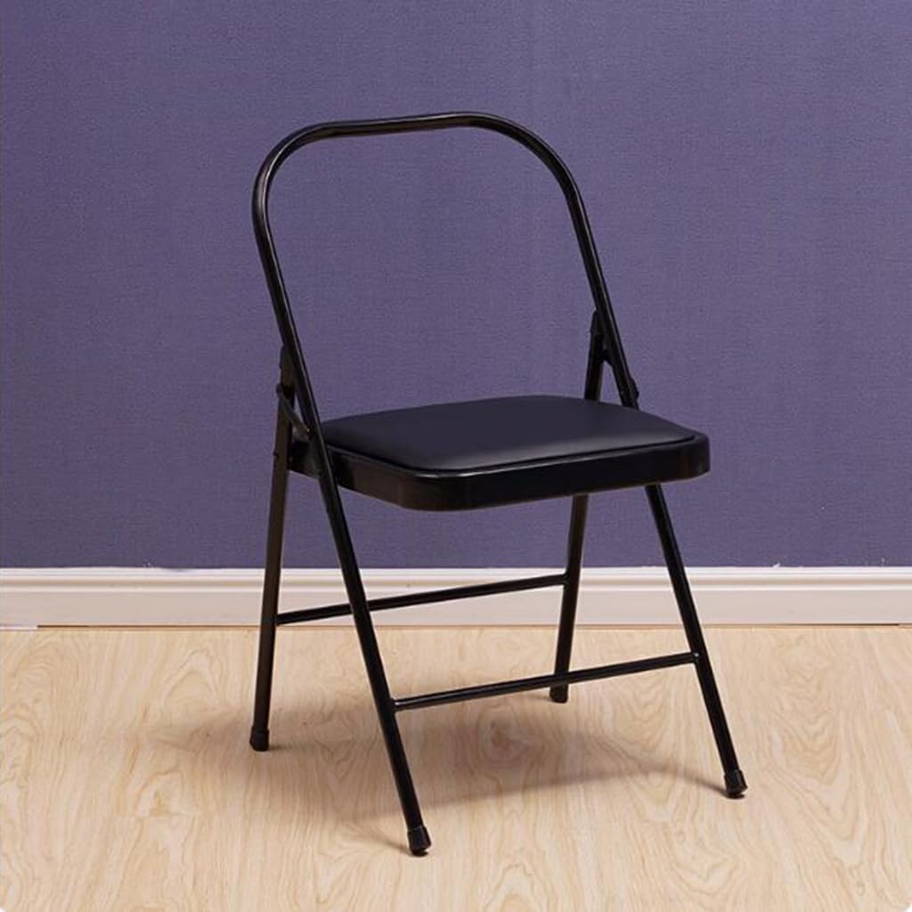 Yoga Auxiliary Chair Backless Folding Chair Metal Folding Flexibility Exercise Chair Balance Handstand Training Tool for Back Pain Relieving Black